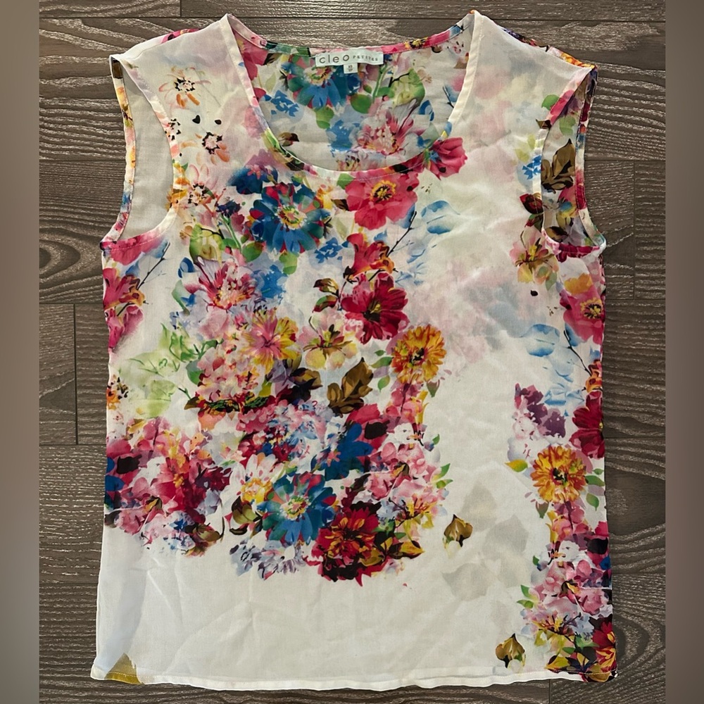 Cleo Petites Sheer Floral Top